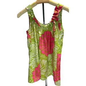 Women's 100% Silk Trina Turk Floral Tank Top, Size Small, EUC